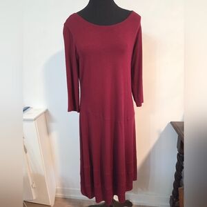 Eileen Fisher cranberry midi dress Sz L